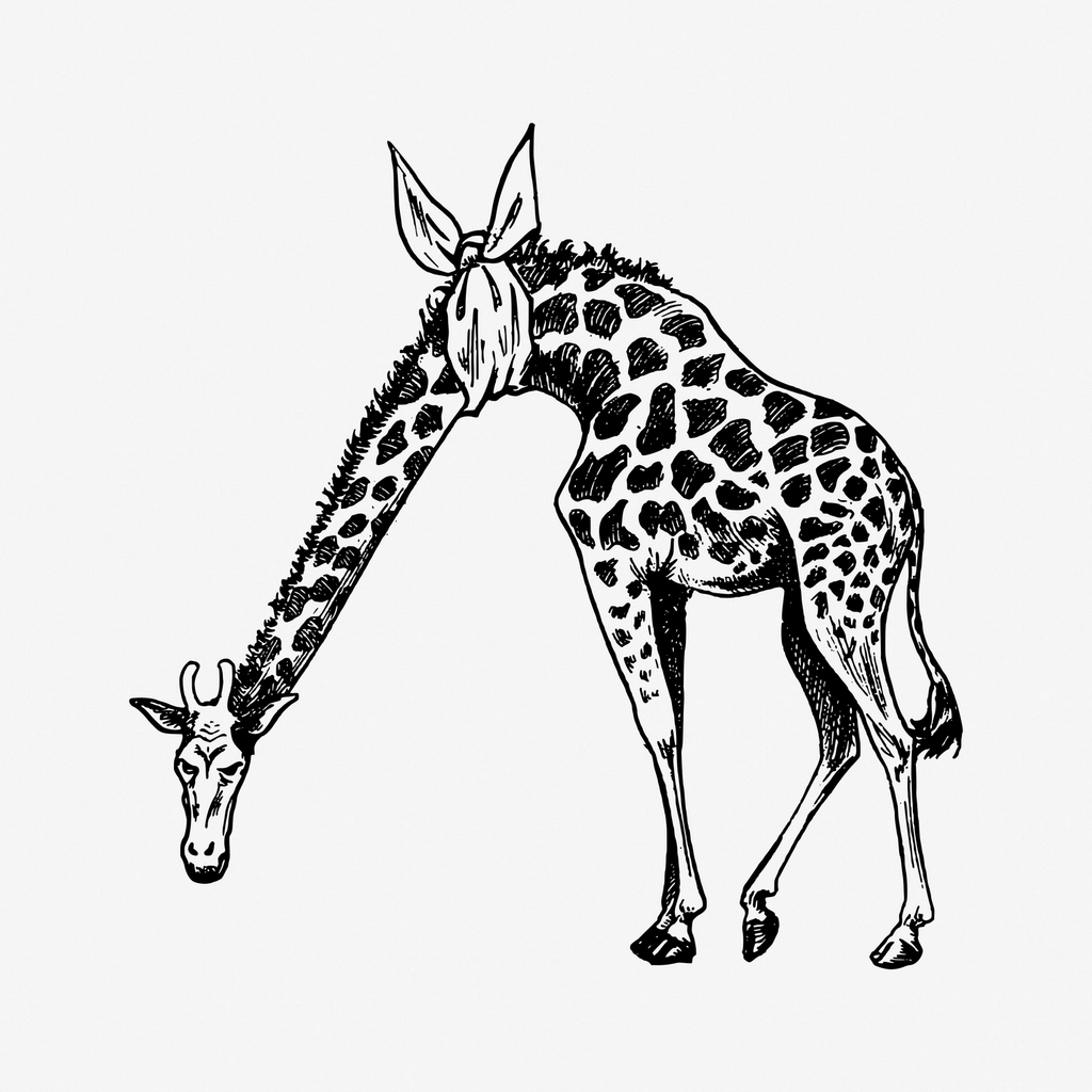 Giraffe drawing, vintage animal, wildlife