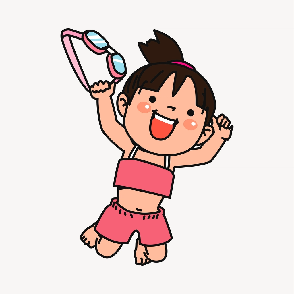 Girl clipart, cartoon character illustration