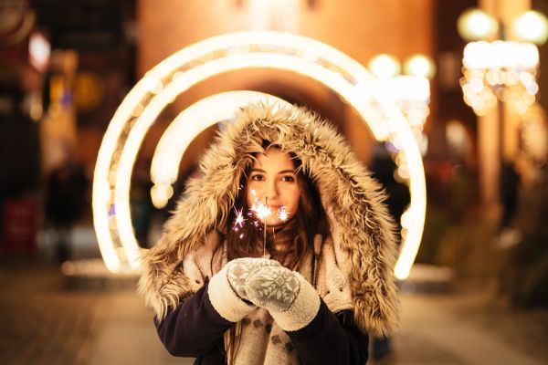 Girl holding a sparkler