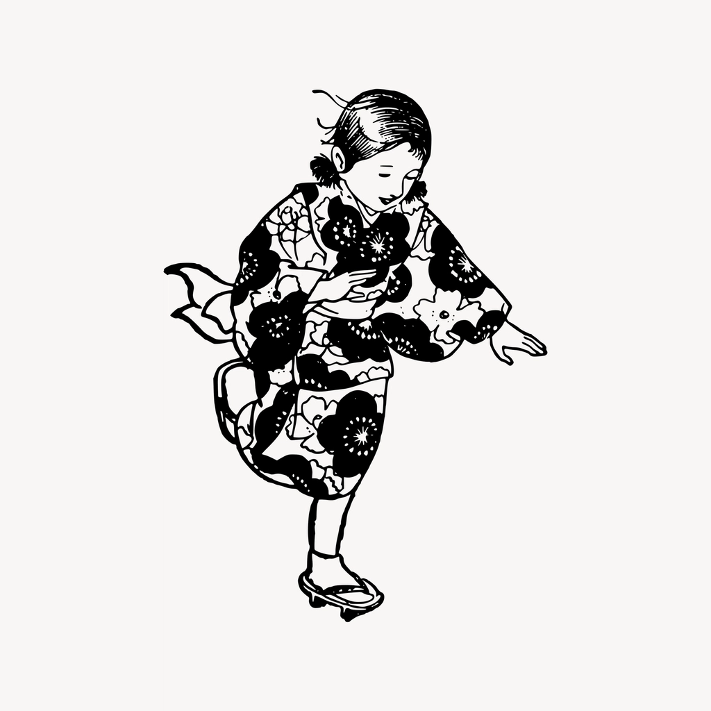 Girl running clipart, drawing illustration