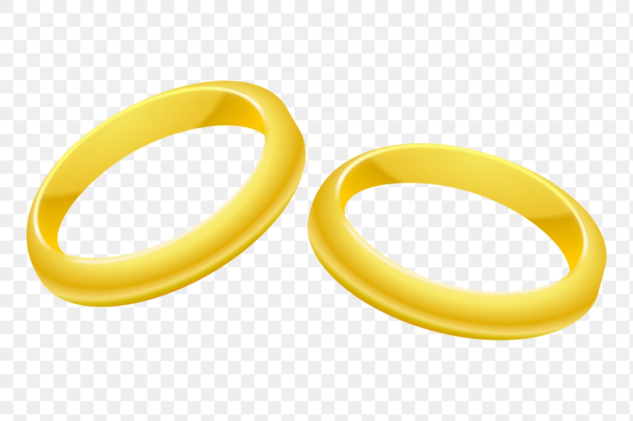 Gold wedding rings png sticker