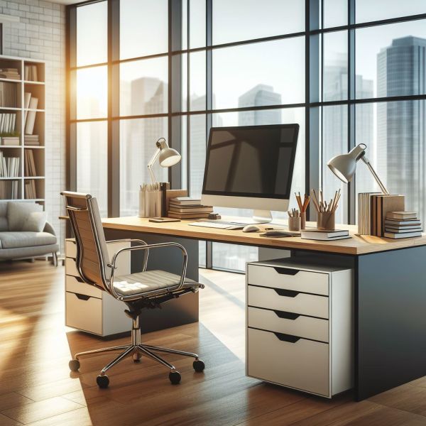 Golden Hour Office Desk