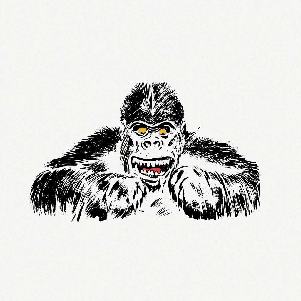 Gorilla clipart, vintage animal, wildlife