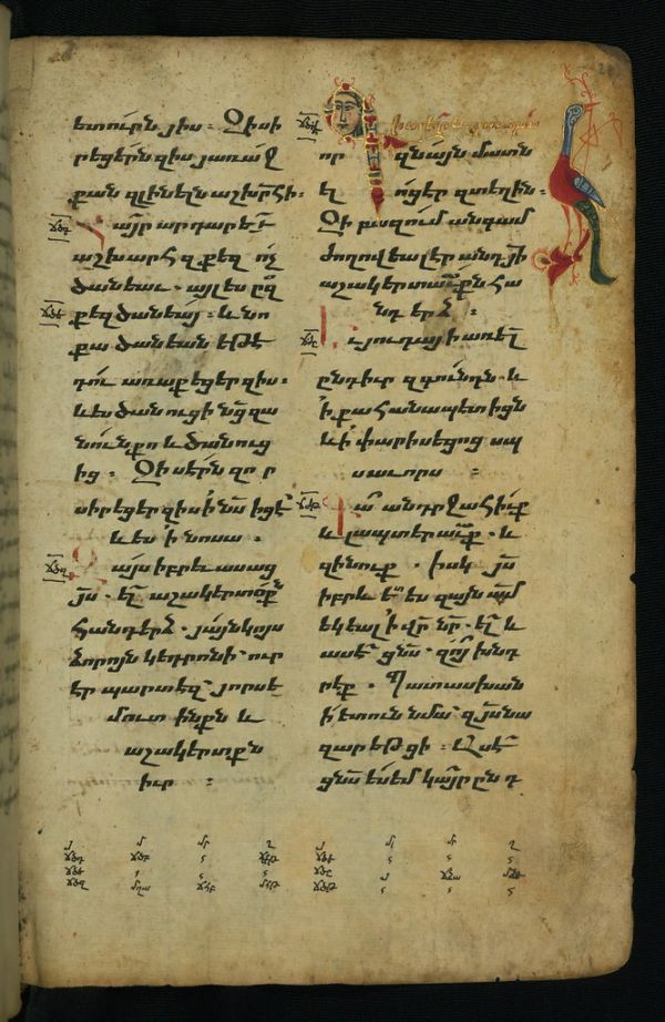 Gospel Book, Bird and historiated initial with a human face, Walters Manuscript W.540, fol. 247r