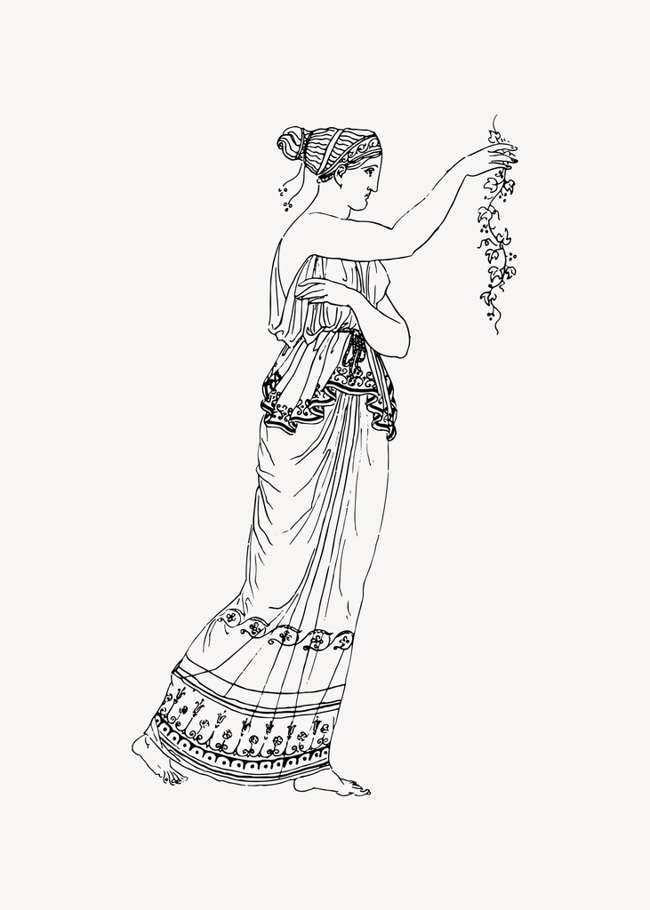 Greek woman clipart, drawing illustration