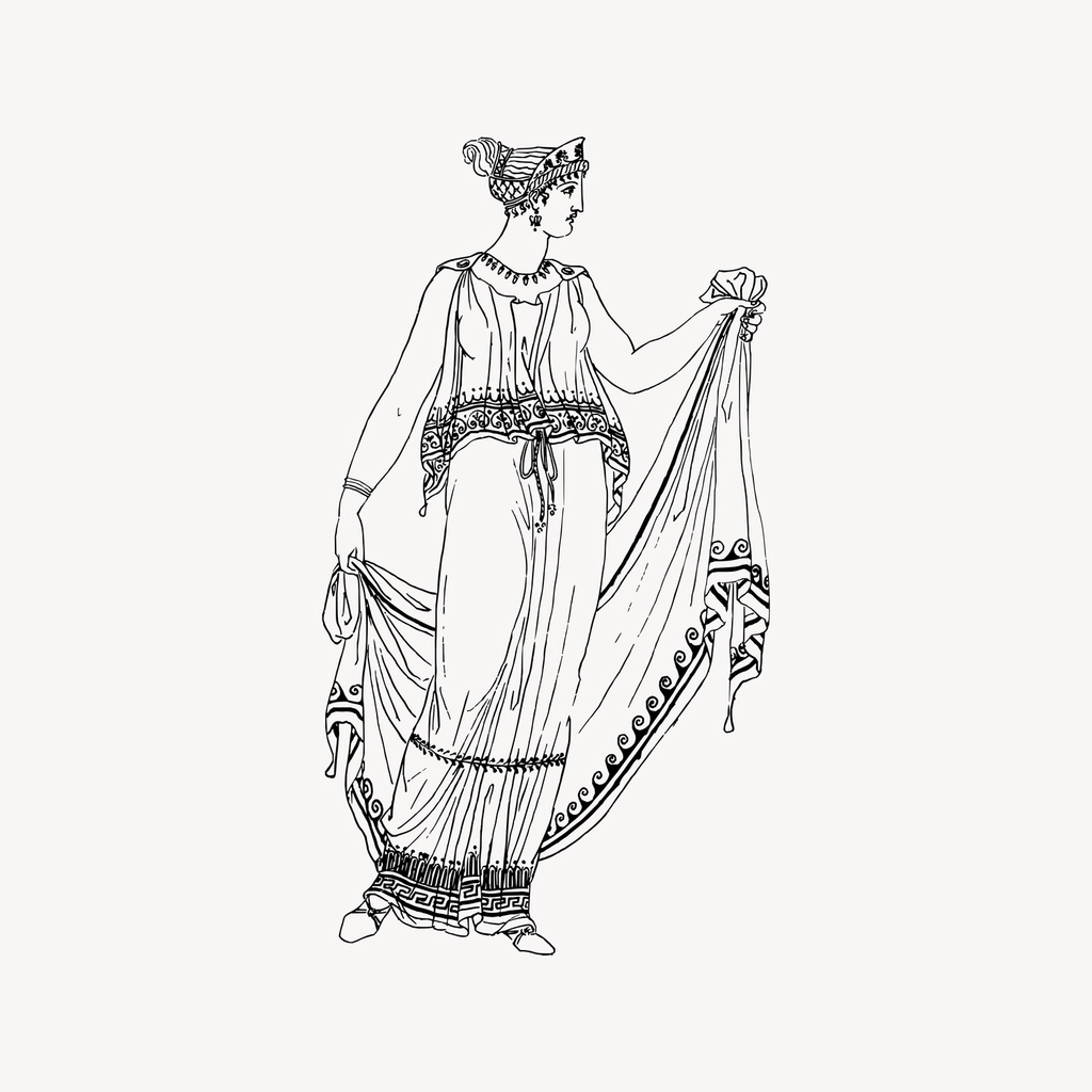 Greek woman clipart, drawing illustration