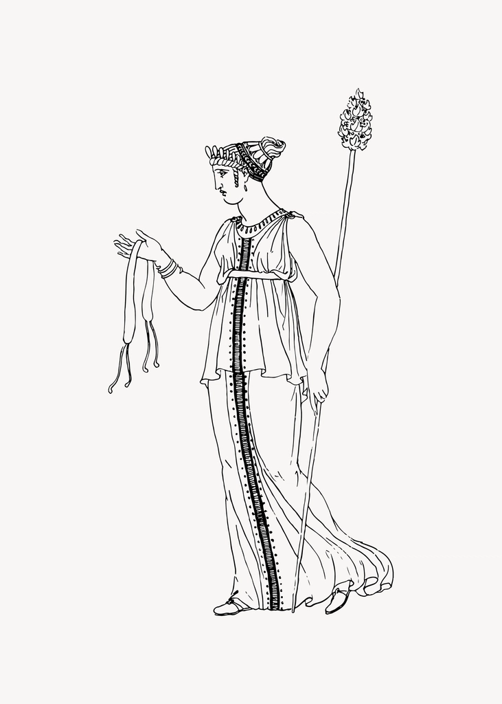 Greek woman clipart, drawing illustration