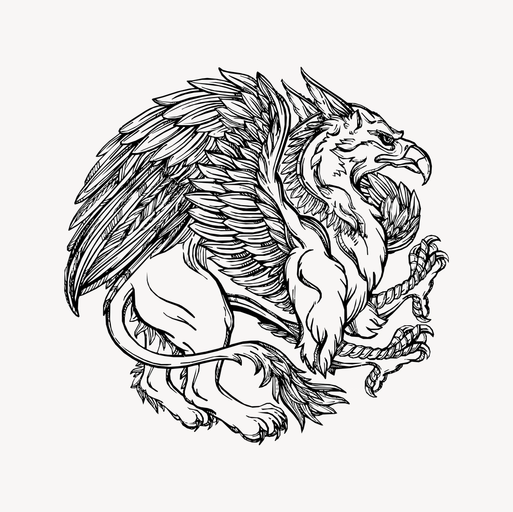 Griffin clipart, drawing illustration vector