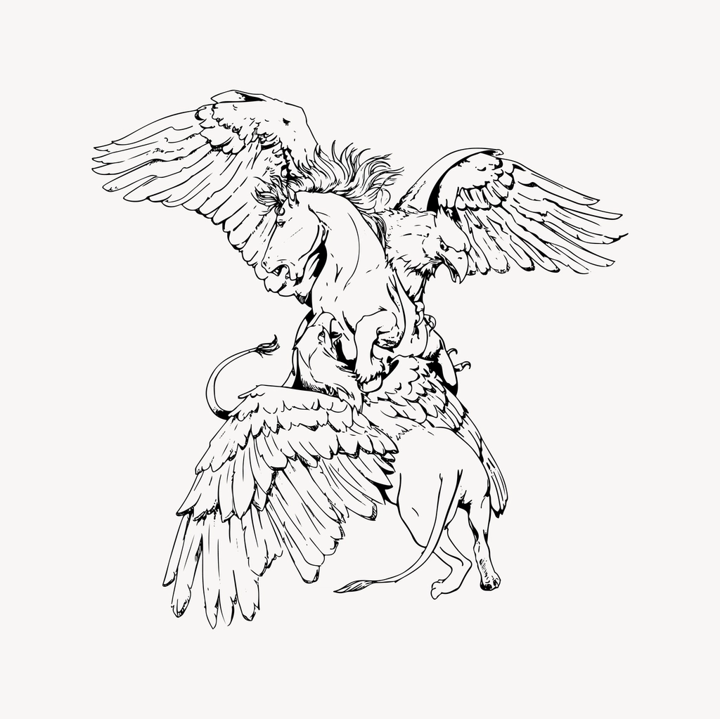 Griffin prey clipart, drawing illustration