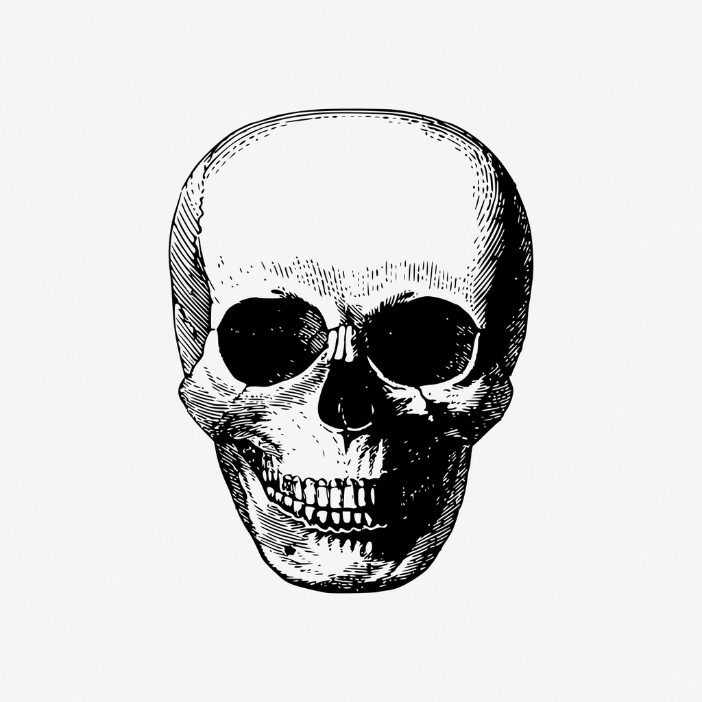 Halloween human skull hand drawn
