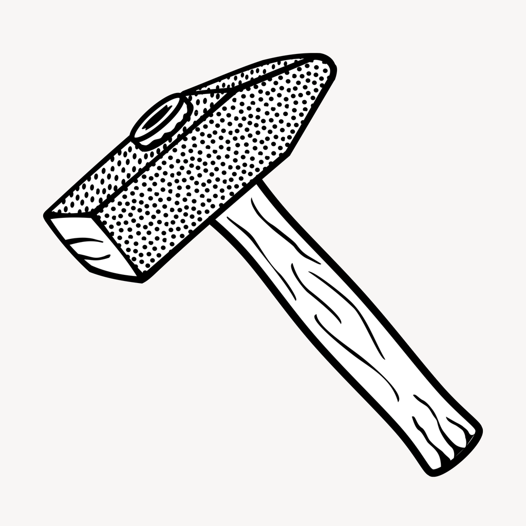 Hammer clipart, drawing illustration psd