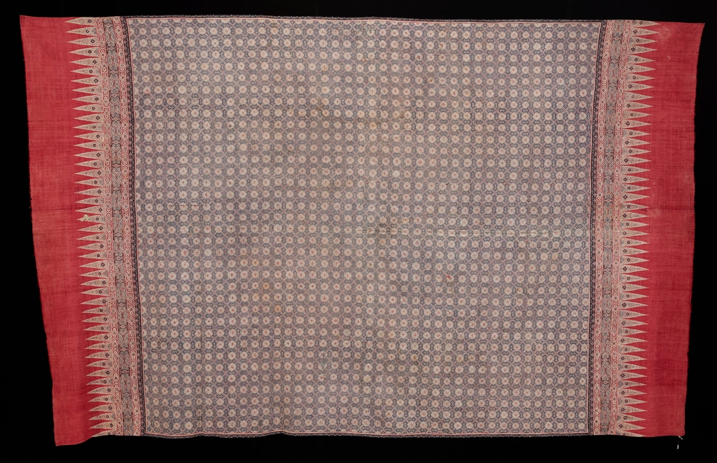 hand-drawn, resist mordant dyed both