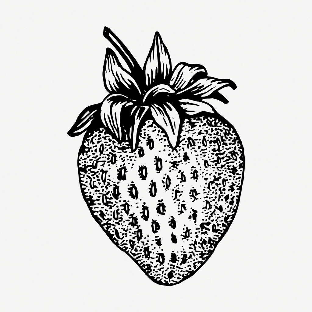 Hand drawn strawberry, vintage clipart