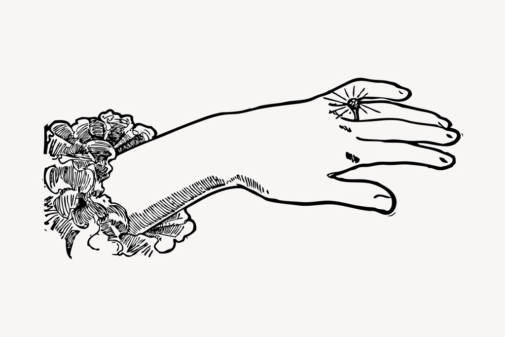Hand showing engagement ring clipart