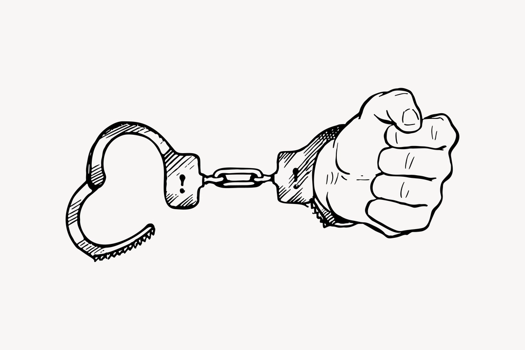 Handcuffs clipart, drawing illustration vector