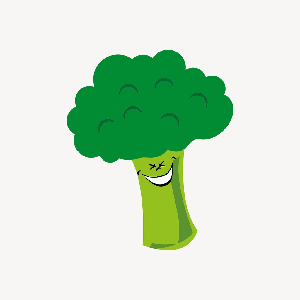 Happy broccoli sticker, vegetable cartoon