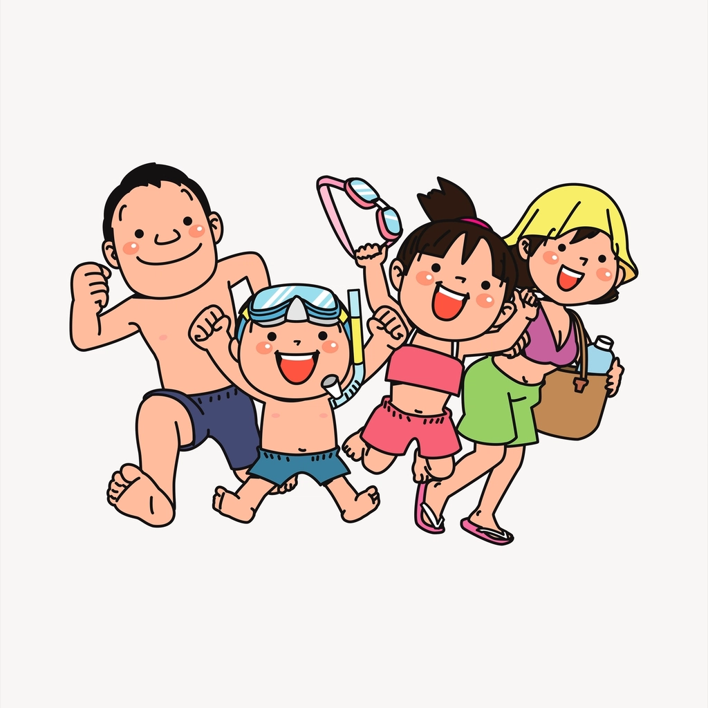 Happy family, cartoon character illustration