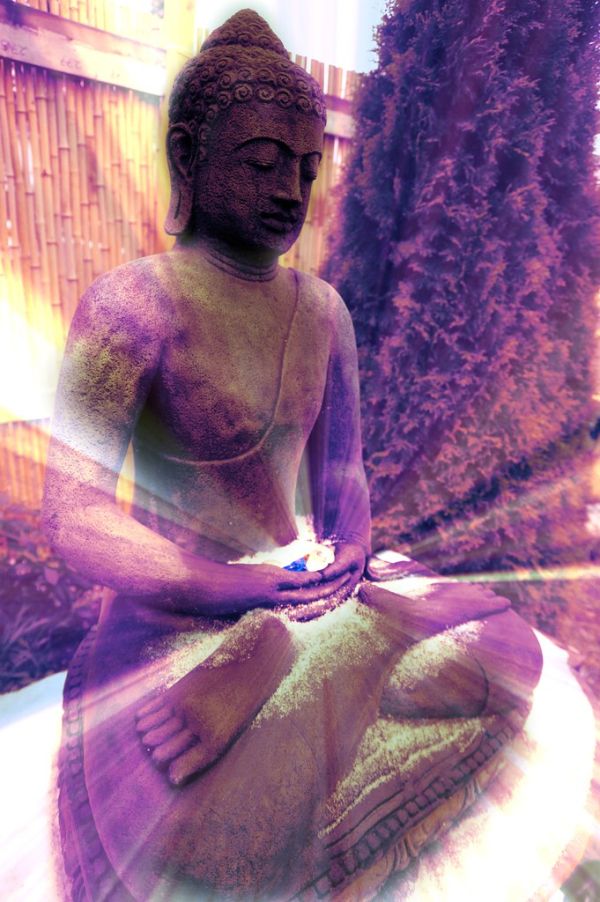 Happy Martin Luther King Day: Holding a Jewel of meditation looking into one's own mind, Buddha statue in the lotus mudra, snow, Broadview, Seattle, Washington, USA, Saha Planet Earth, 'Tolerable' (Sa...