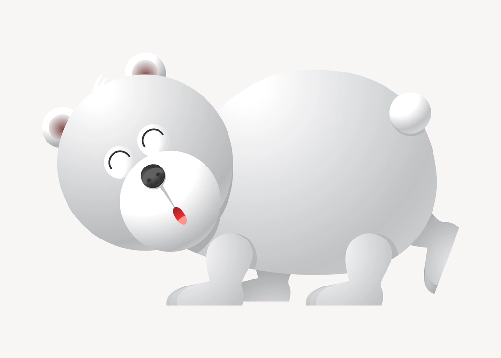 Happy polar bear sticker, cartoon