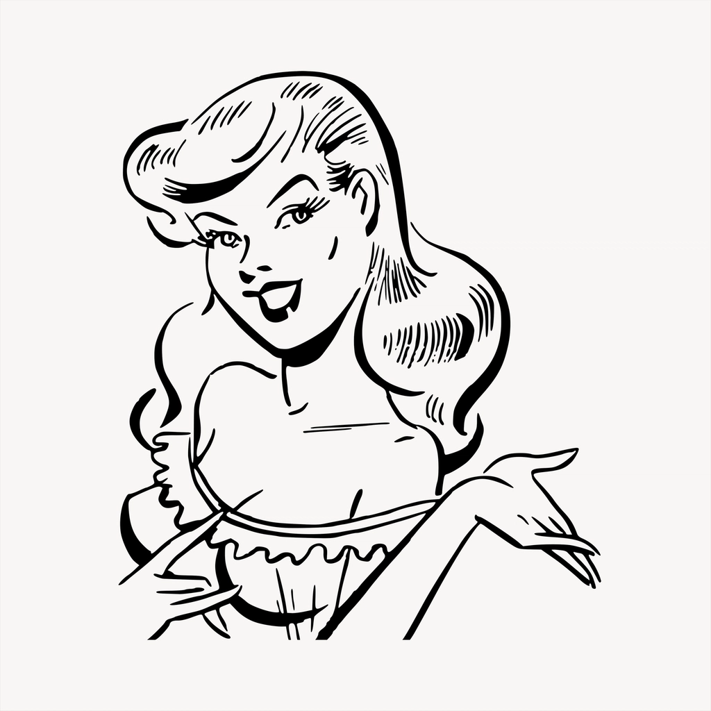 Happy woman, cartoon character illustration