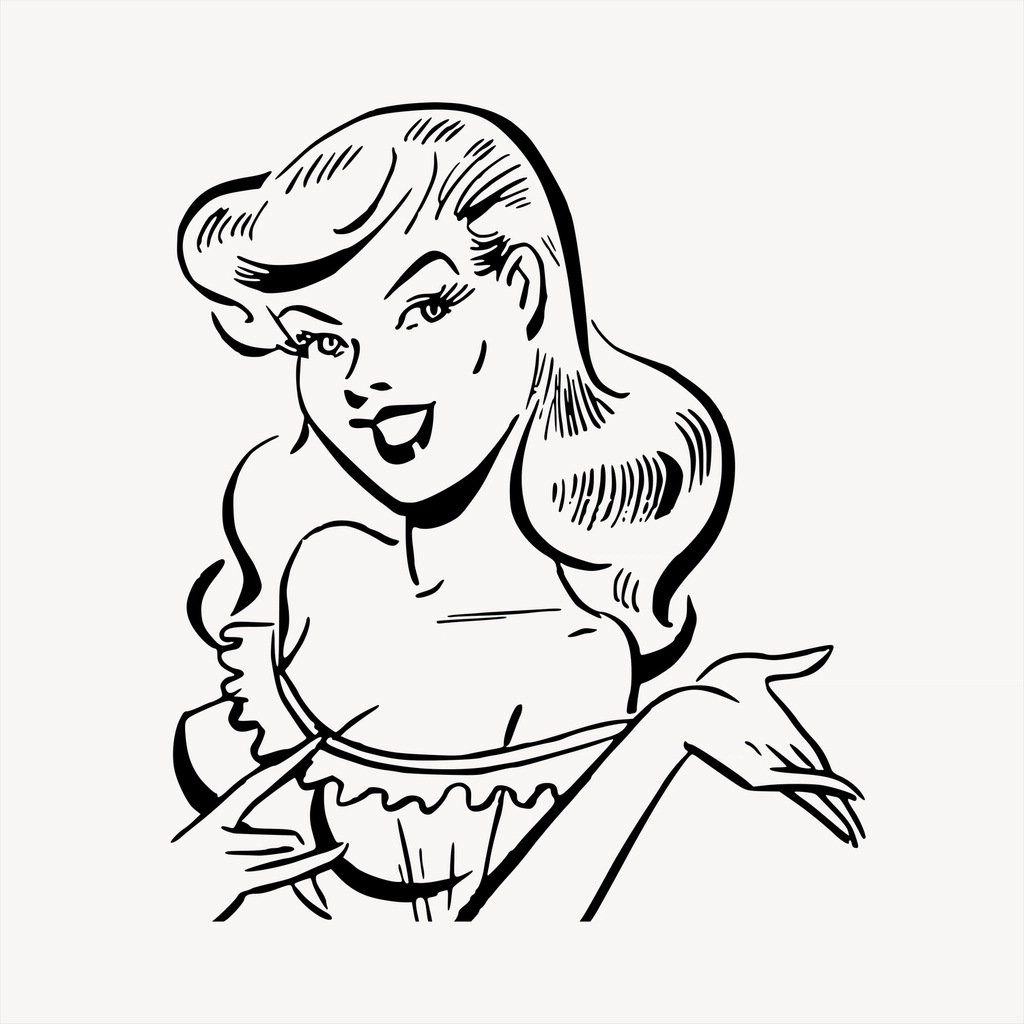 Happy woman clipart, cartoon character
