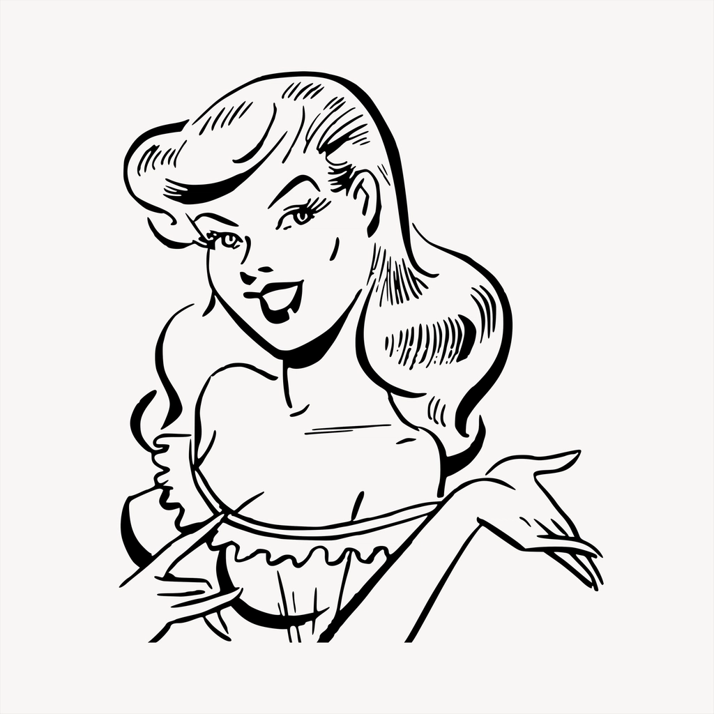 Happy woman clipart, cartoon character