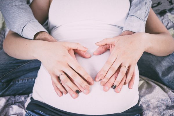 Heart shape on a pregnant belly