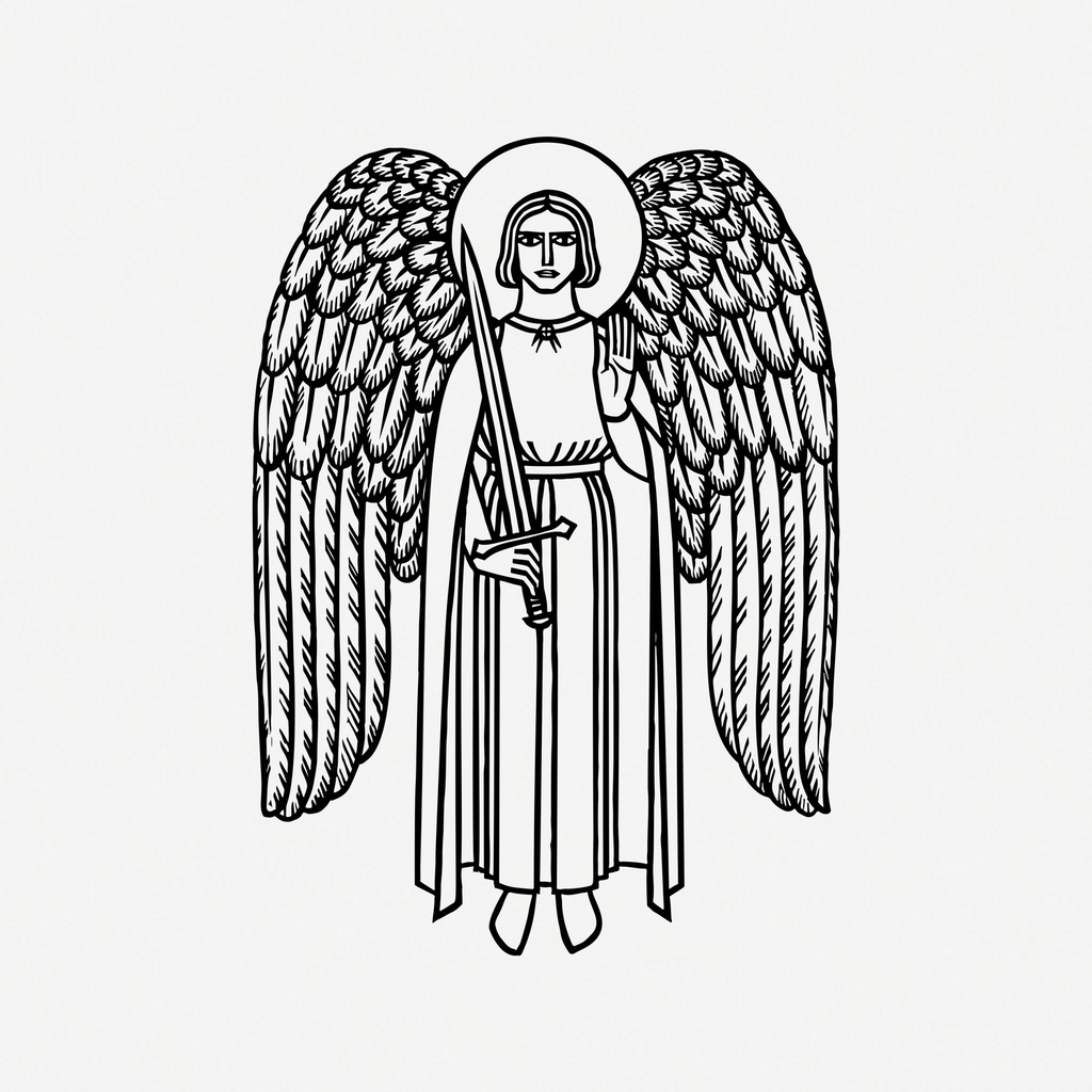 Heavenly angel line art clip