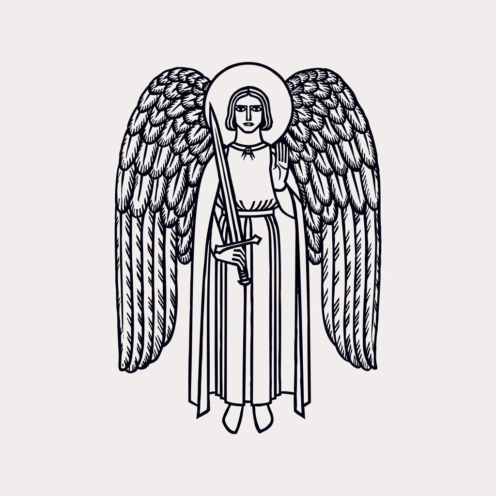 Heavenly angel line art collage