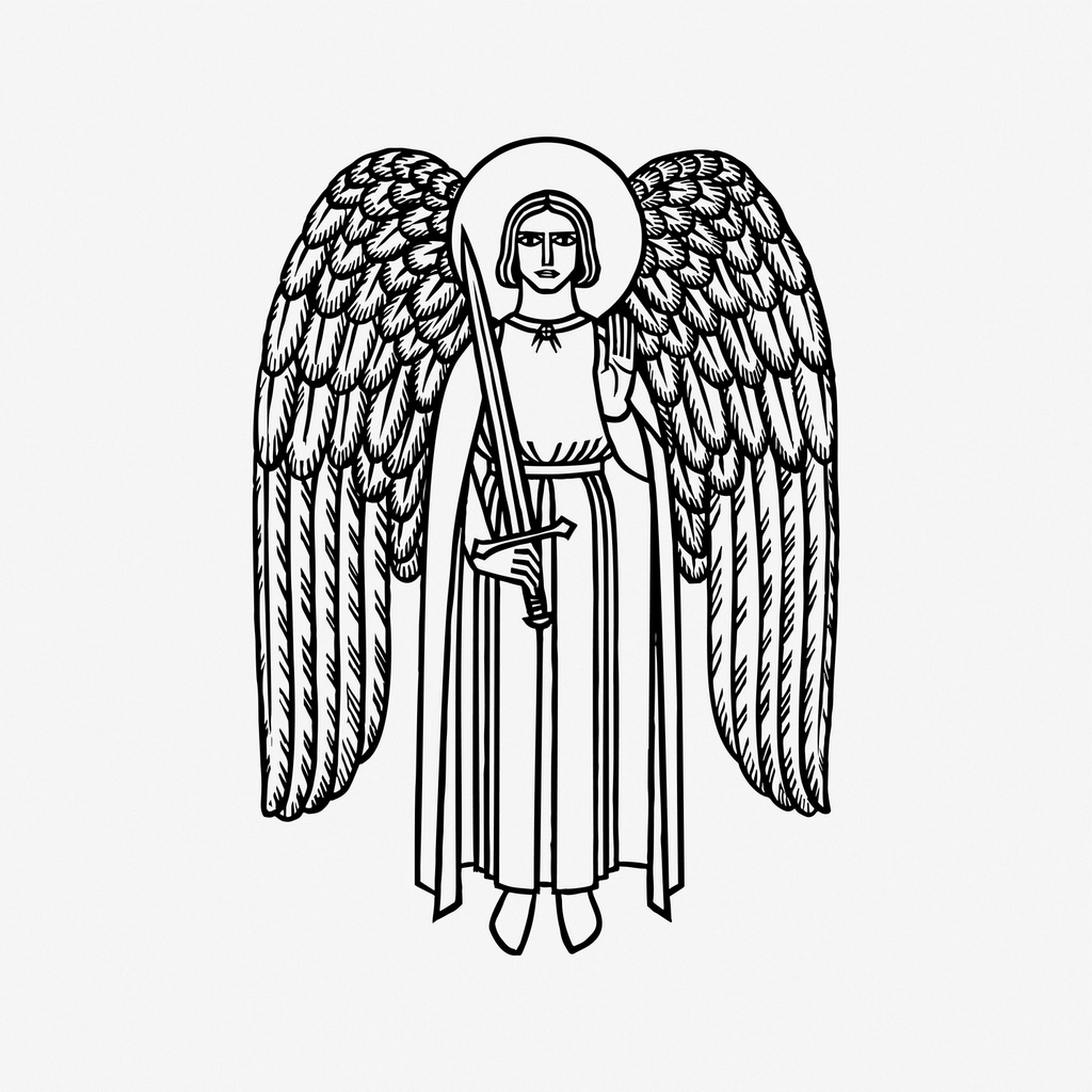 Heavenly angel line art image