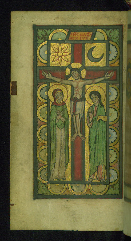 Helmarshausen Psalter, Christ on the Cross, with Mary and St. John, Walters Manuscript W.10, fol. 41v