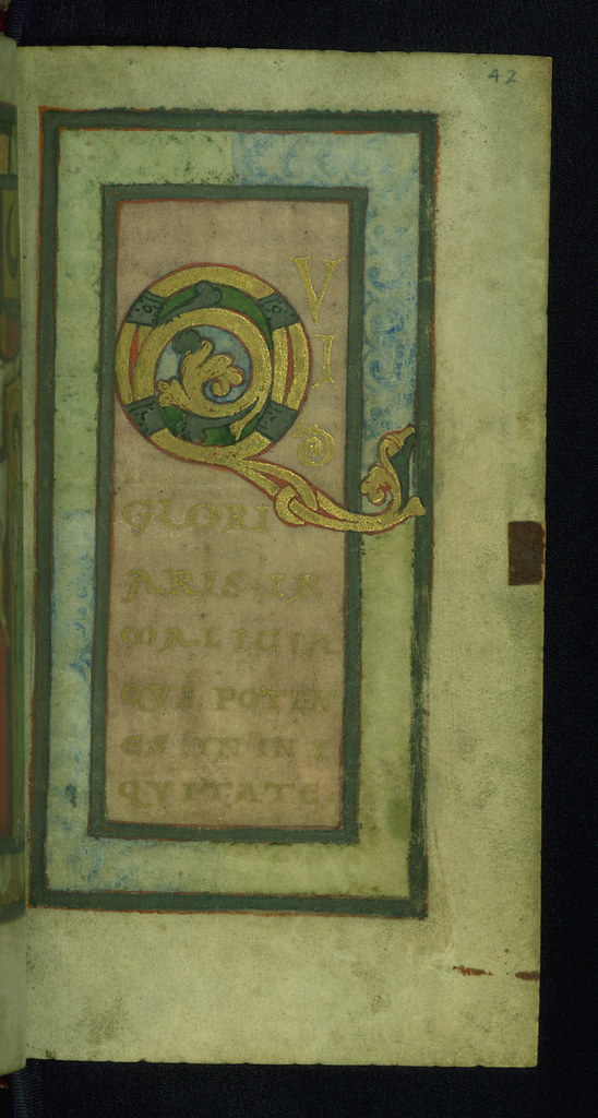 Helmarshausen Psalter, Initial Q (Quid gloriaris), Walters Manuscript W.10, fol. 42r