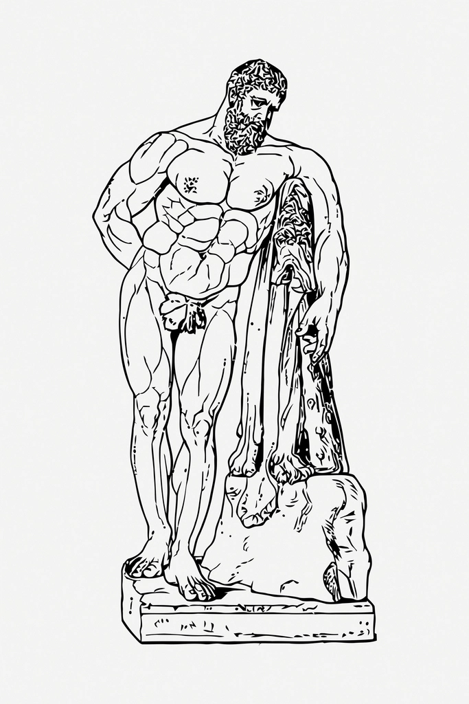 Herakles line art clip art