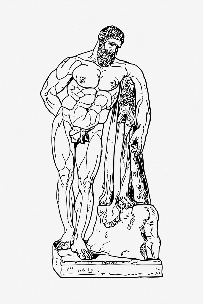 Herakles line art image element