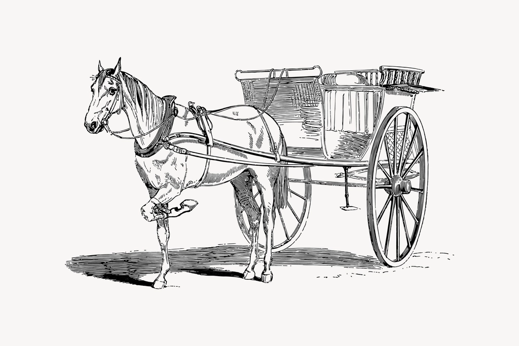 Horse carriage clipart, drawing illustration