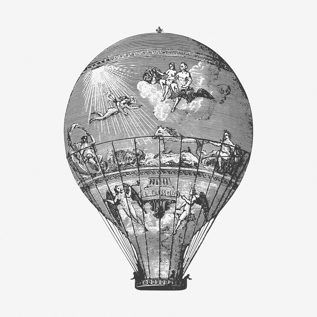 Hot air balloon hand drawn