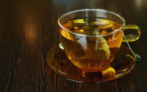 Hot tea with tea bags