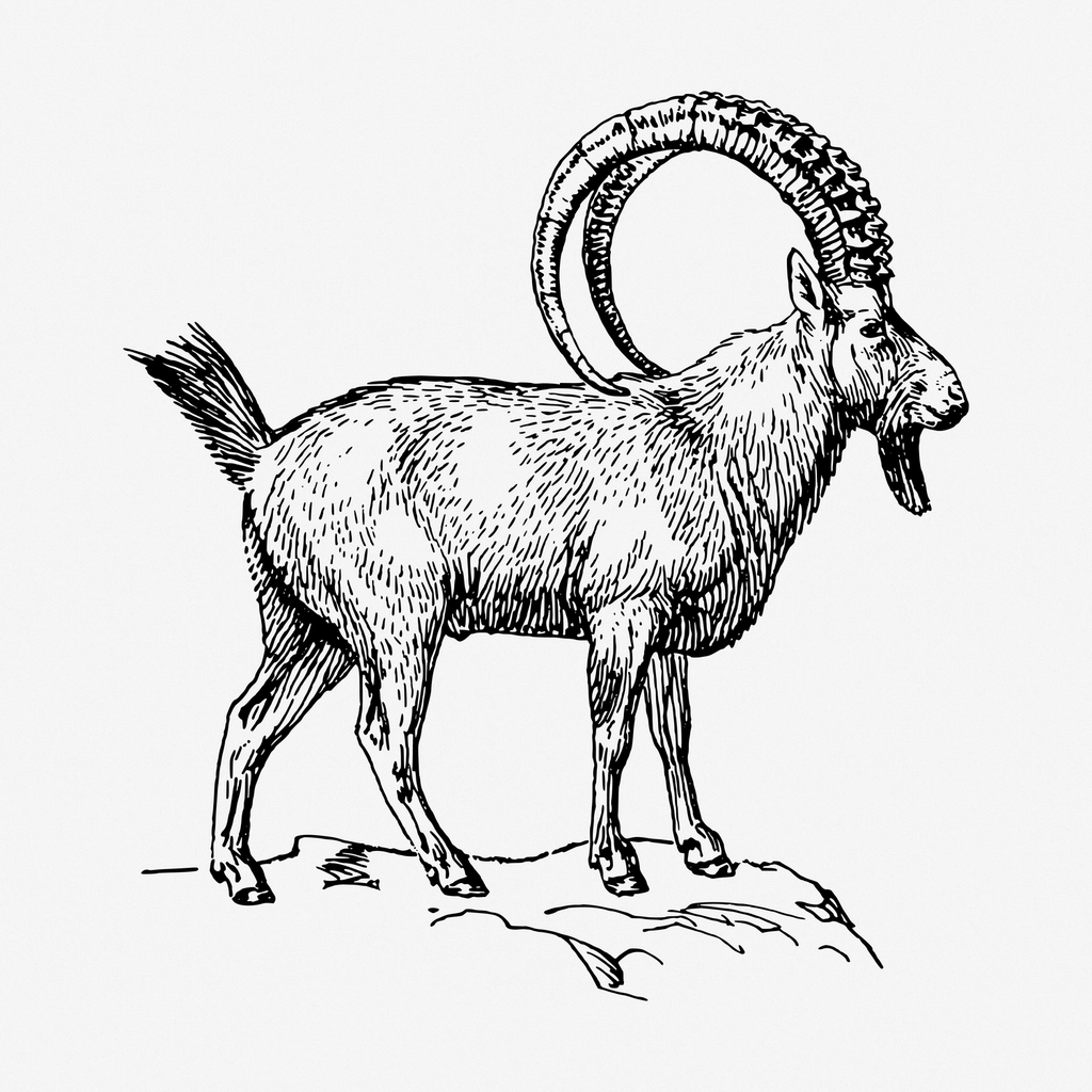 Ibex hand drawn illustration