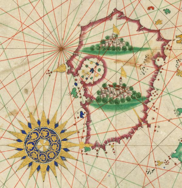 Illuminated Manuscript, Maritime atlas, Walters Manuscript W.660, fol. 5a detail of Ireland