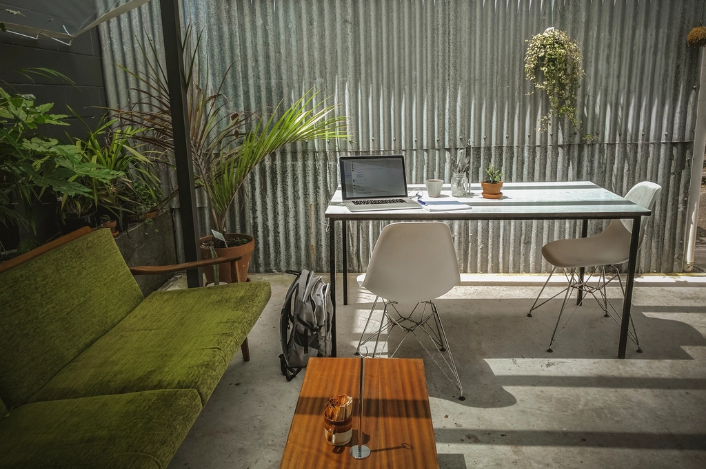 Industrial interior workspace plants
