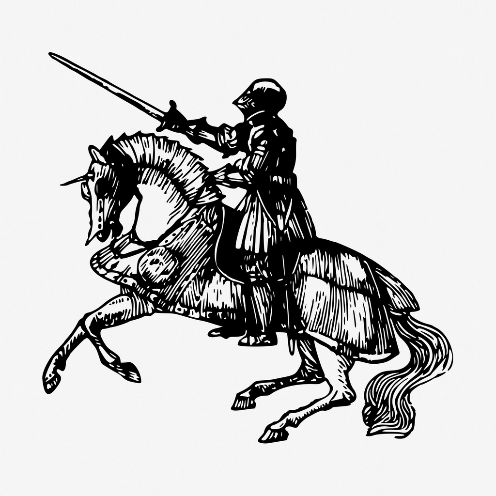 Knight horse hand drawn illustration