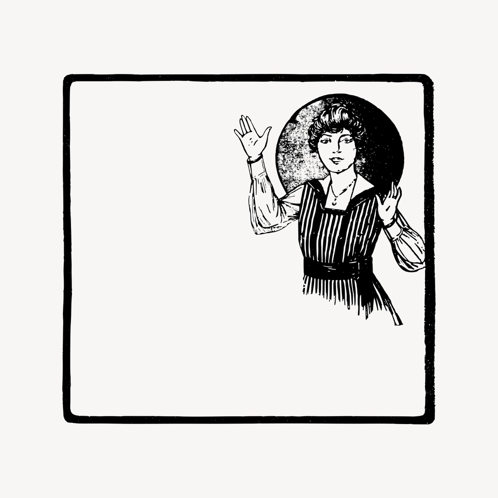 Lady frame clipart, drawing illustration