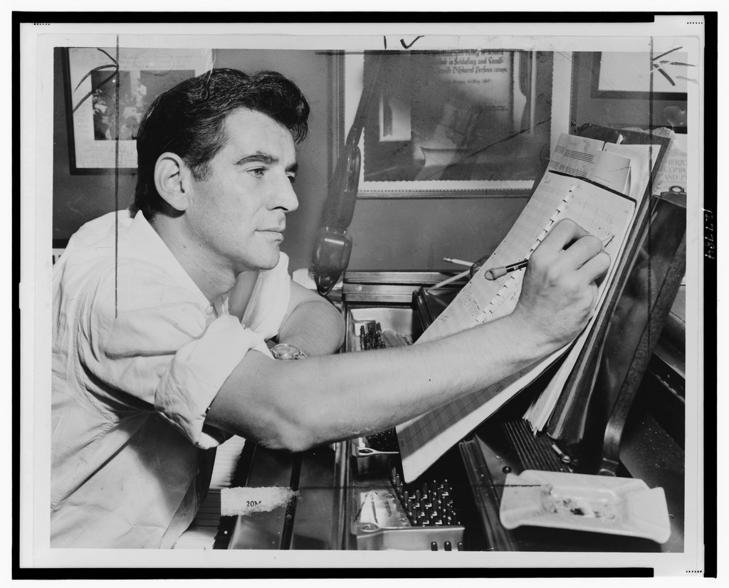 Leonard Bernstein, half-length portrait, facing