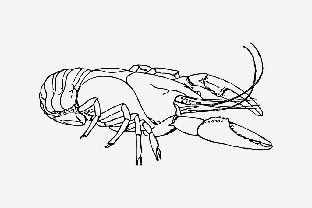 Lobster line art collage element