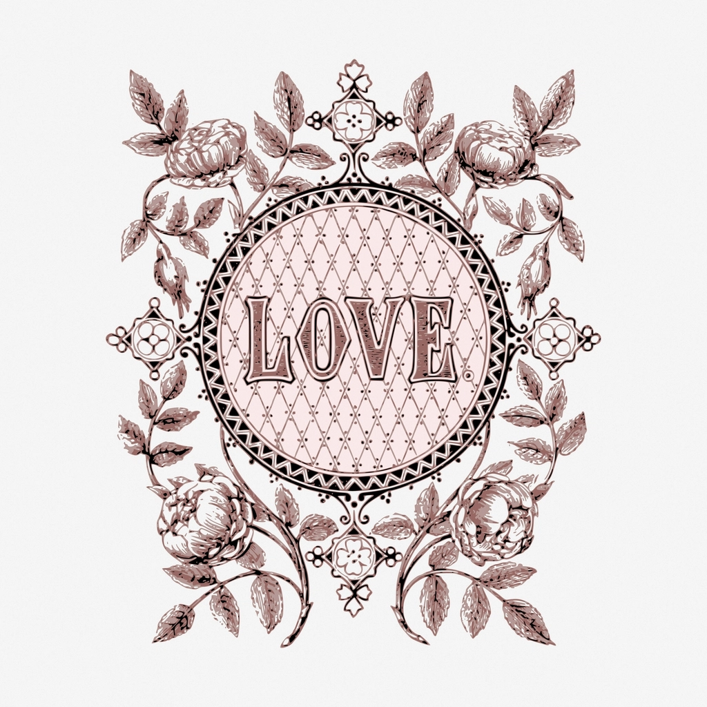 Love floral ornament illustration