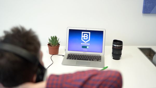 Man connecting to a blockchain platform