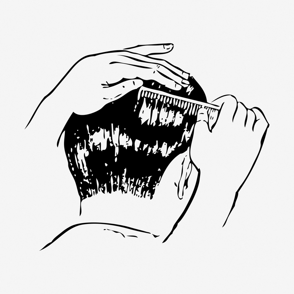 Man getting haircut hand drawn