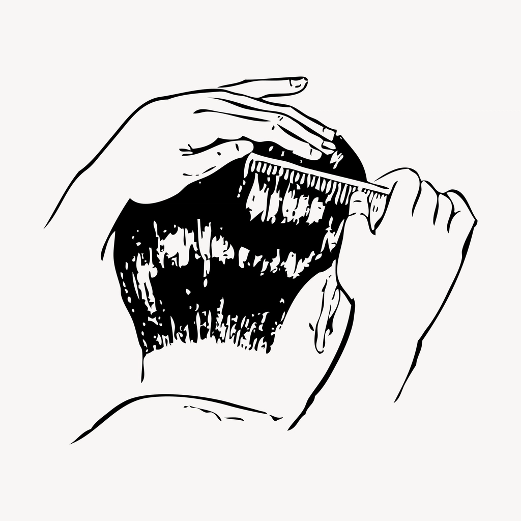 Man hand drawn clipart, combing