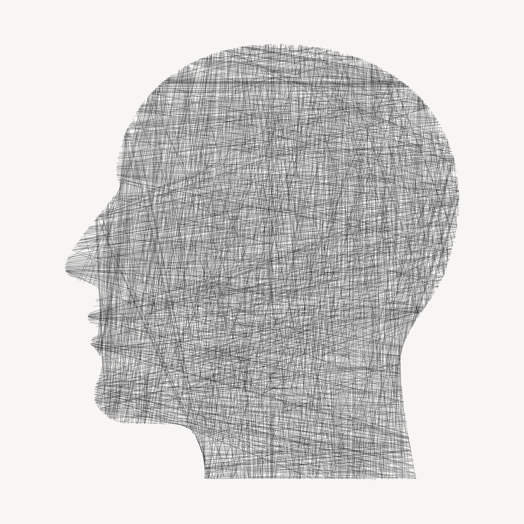Man profile line art, illustration