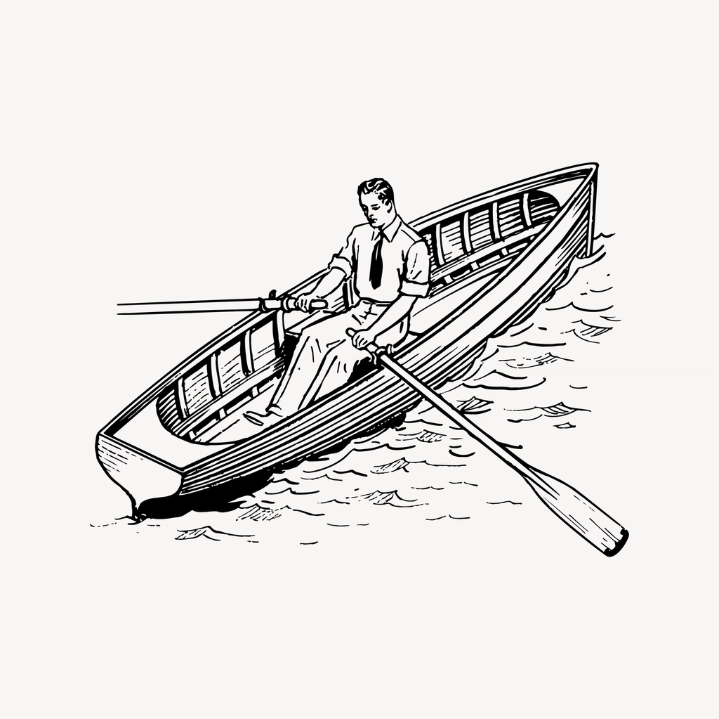 Man rowboat clipart, drawing illustration